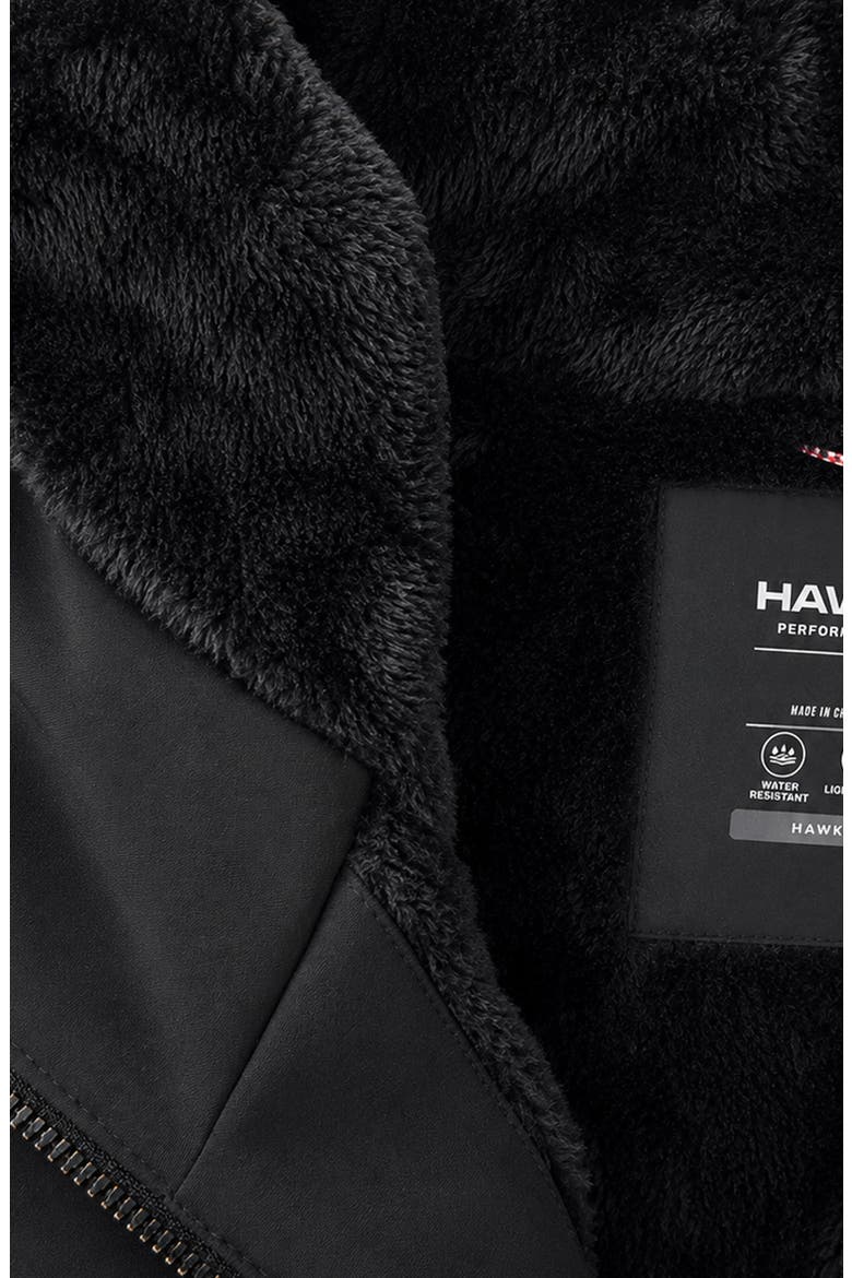 Water Resistant Faux Fur Lined Softshell Jacket, Alternate, color, BLACK