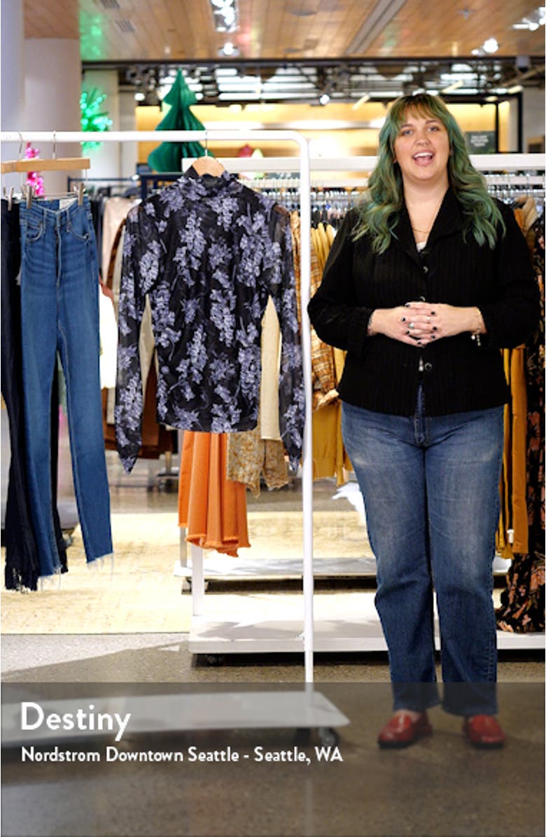 Coastal Floral Long Sleeve Mesh Top, sales video thumbnail