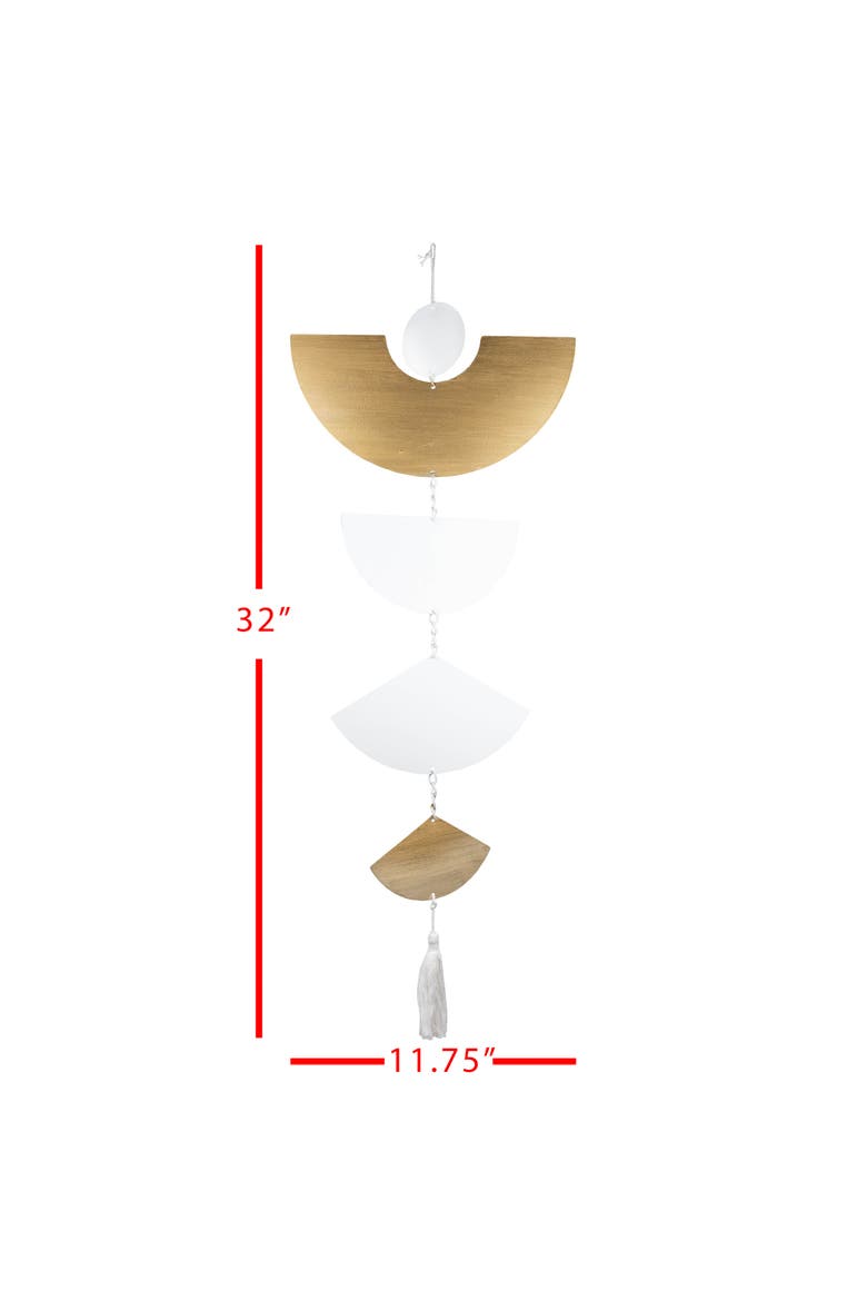 Geo Fan Shapes Wall Hanging Metal & Rope, Alternate, color, Brown