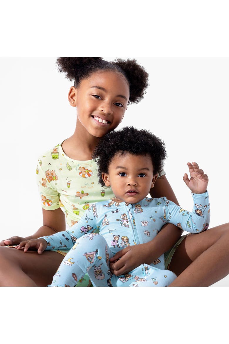 Bellabu Bear Capybara Boba Kids 2-Piece Short Sleeve & Shorts Pajama ...