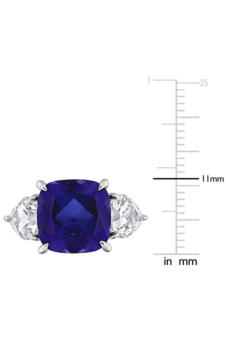 Lab-Created Sapphire 3-Stone Ring Sterling Silver, Alternate, color, Sapphire