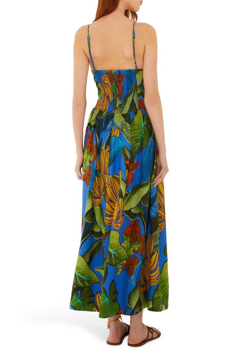 Fruit Print Linen Blend Maxi Dress, Alternate, color, BLUE