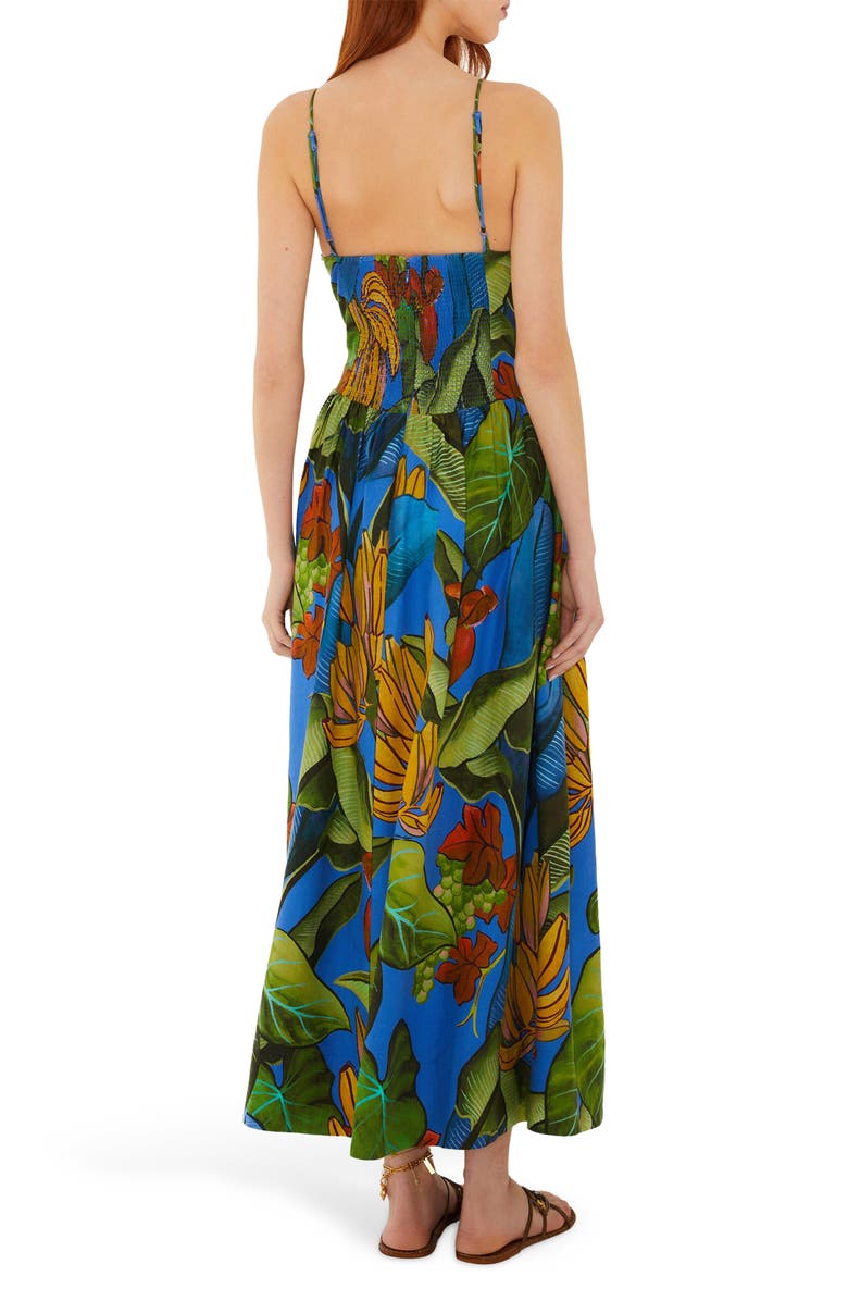 FARM Rio Fruit Print Linen Blend Maxi Dress, Alternate, color, Blue