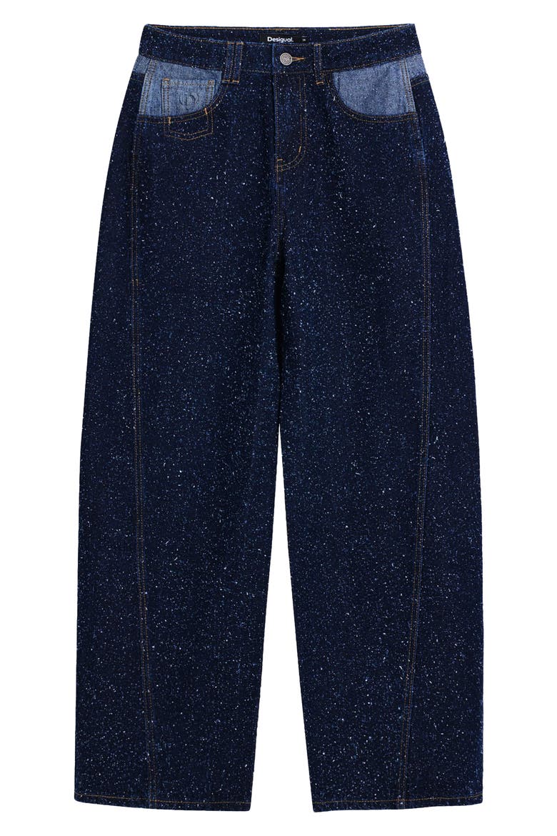 Hight Waist Two-Tone Wide Leg Jeans, Alternate, color, DARK BLUE