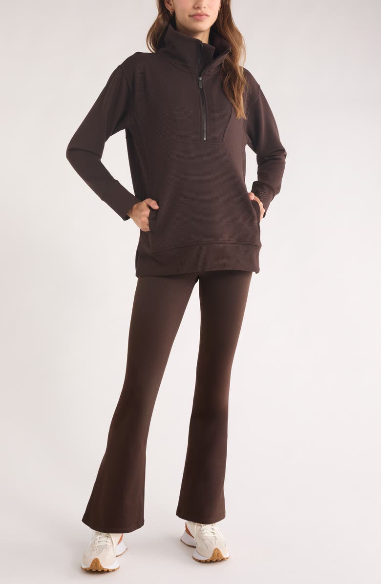 Zella Kickback Ottoman Half Zip Tunic, Alternate, color, Brown Mole