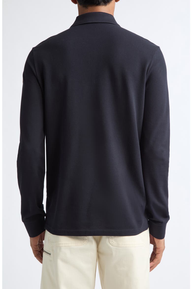 Long Sleeve Cotton Piqué Polo, Alternate, color, BLACK NAVY