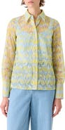 Akris punto Scribble Embroidered Sheer Tulle Button-Up Shirt