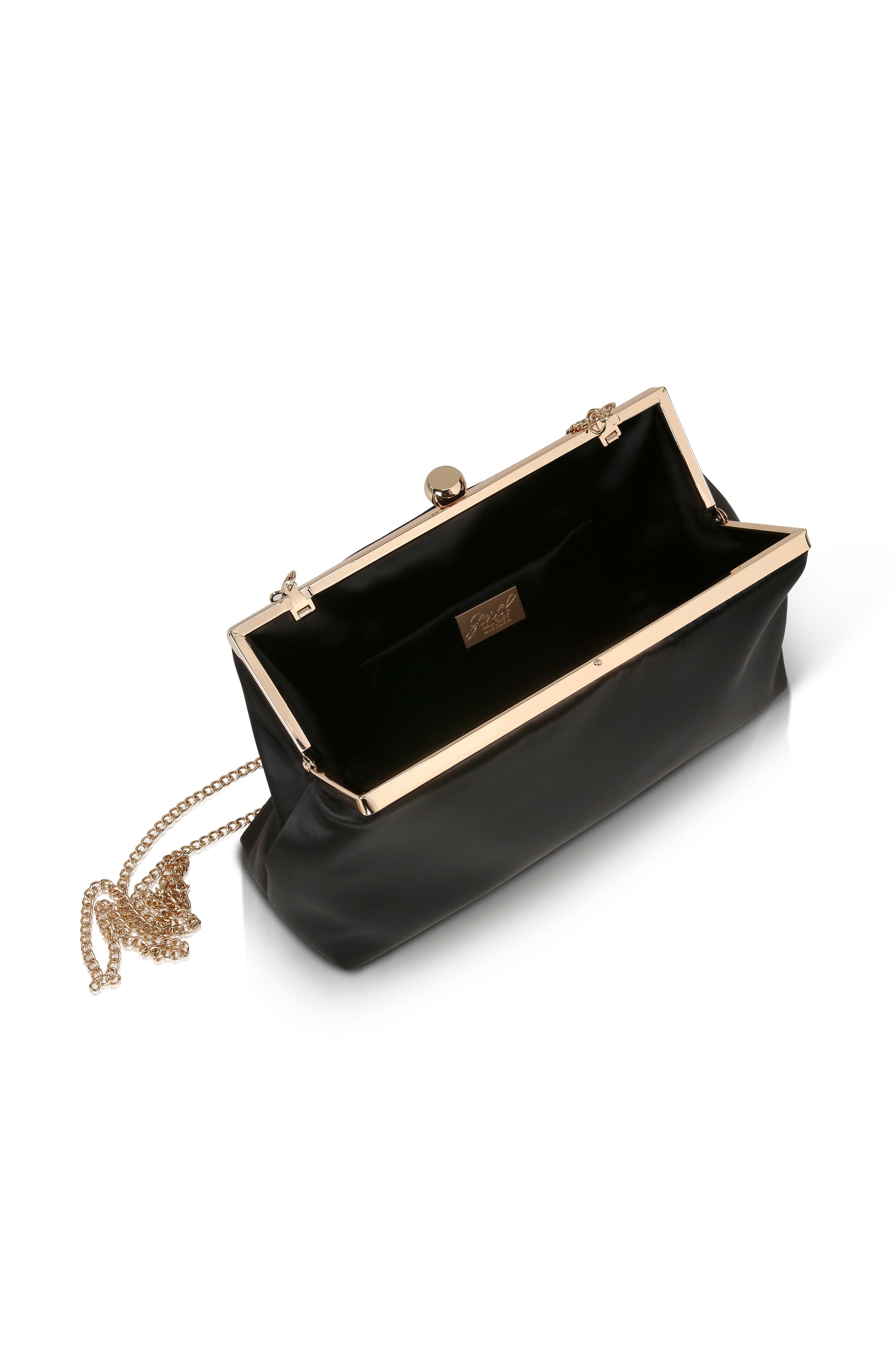 Jewel Badgley Mischka Camilla Classic Satin Pouch, Alternate, color, Black