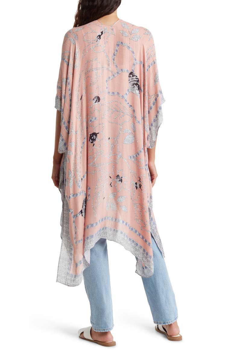 Mix Print Ruana, Alternate, color, PINK