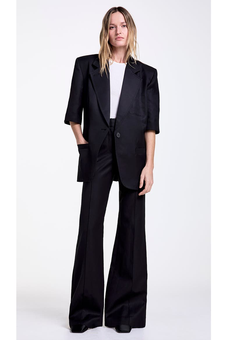 Short Sleeve Oversized Blazer, Alternate, color, Black