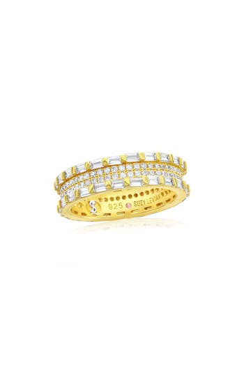 Suzy Levian Baguette & Round Cubic Zirconia Eternity Band Ring