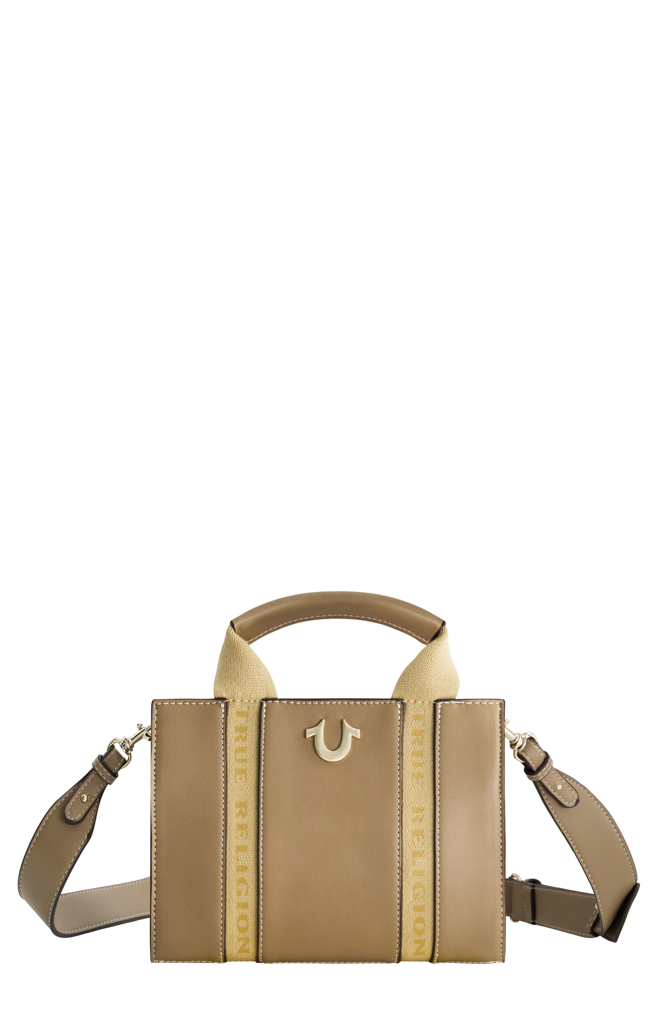 True Religion Mini Logo Convertible Tote Bag, Main, color, Taupe