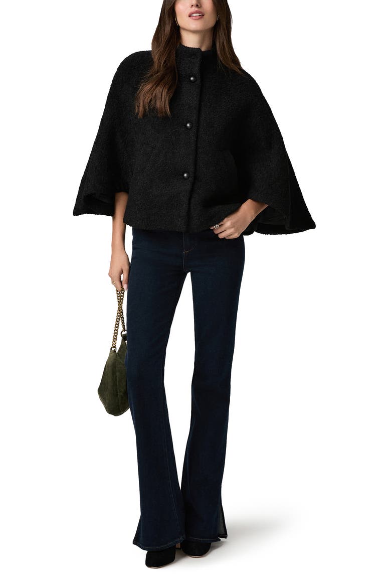 Alberta Wool Blend Cape, Alternate, color, BLACK