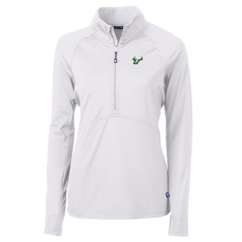 Women's Cutter & Buck White South Florida Bulls Adapt Eco Knit Half-Zip Pullover Jacket