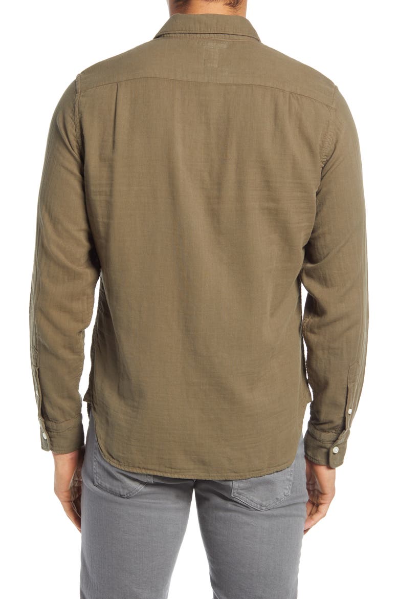 Slim Fit Double Gauze Organic Cotton Button-Up Shirt, Alternate, color, MILITARY GREEN