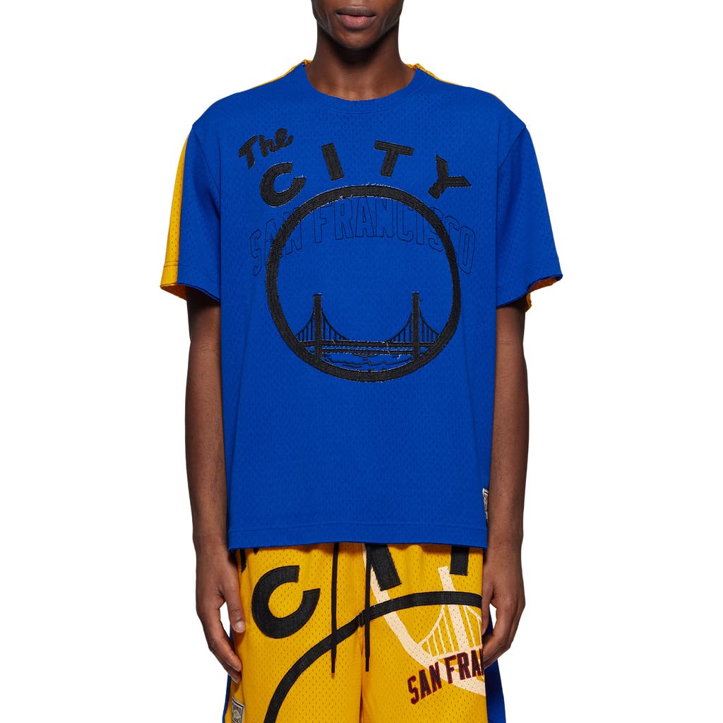 Purple Brand Warriors Appliqué Oversize Graphic Mesh T-shirt