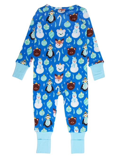 Rufflebutts Softsnooze Gender Incusive Holiday Convertible One Piece Pajamas In Blue