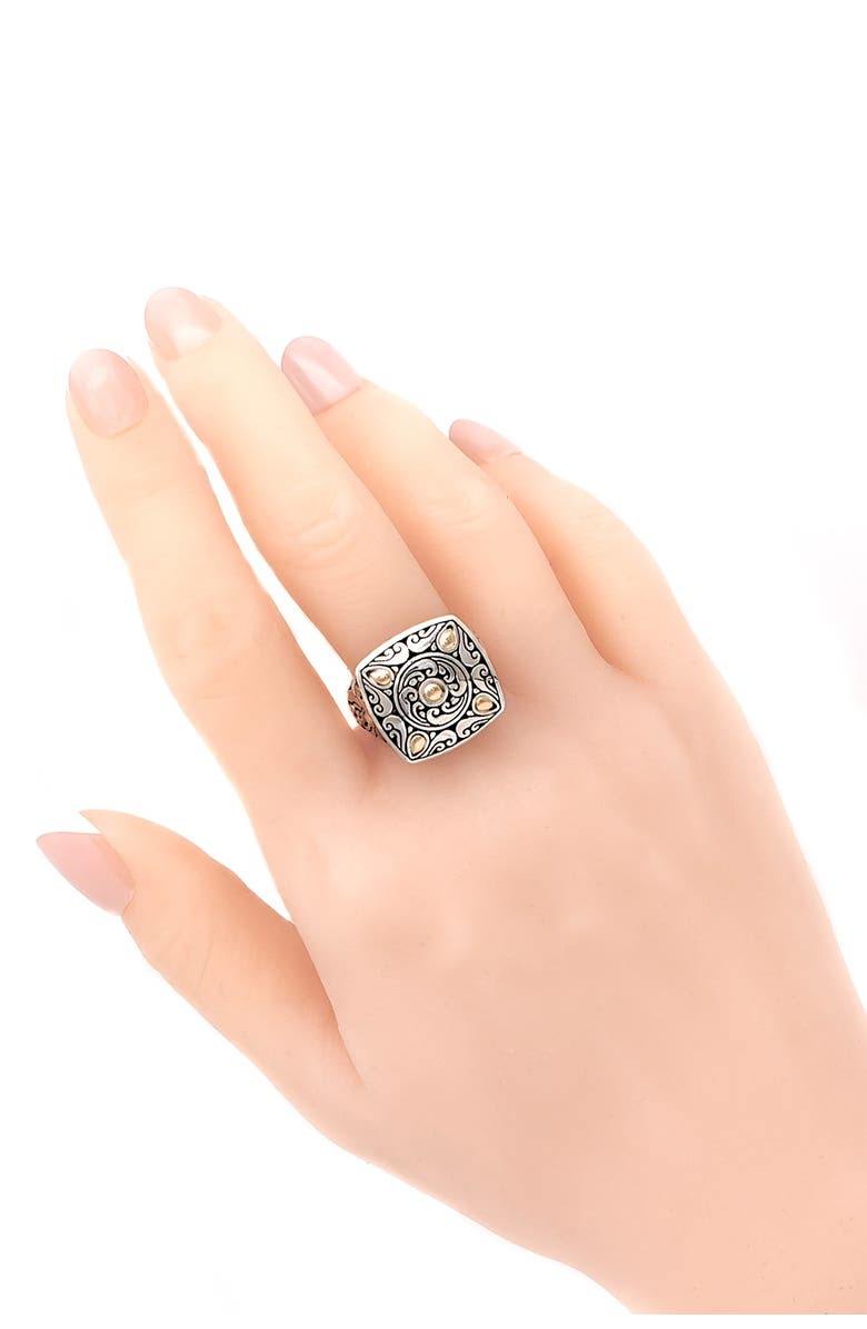 DEVATA Sterling Silver & 18K Gold Square Ring, Main, color,