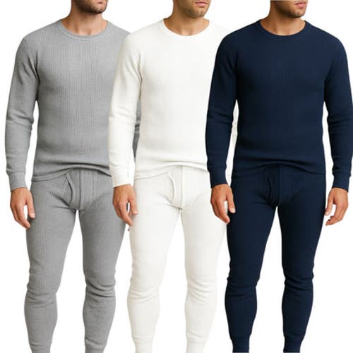 Benben 3 Pack Waffle Knit Thermal Loungewear Set In Blue