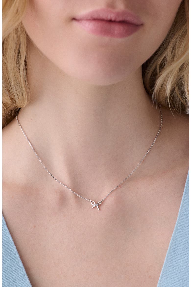 mini bow pendant necklace, Alternate, color, SILVER