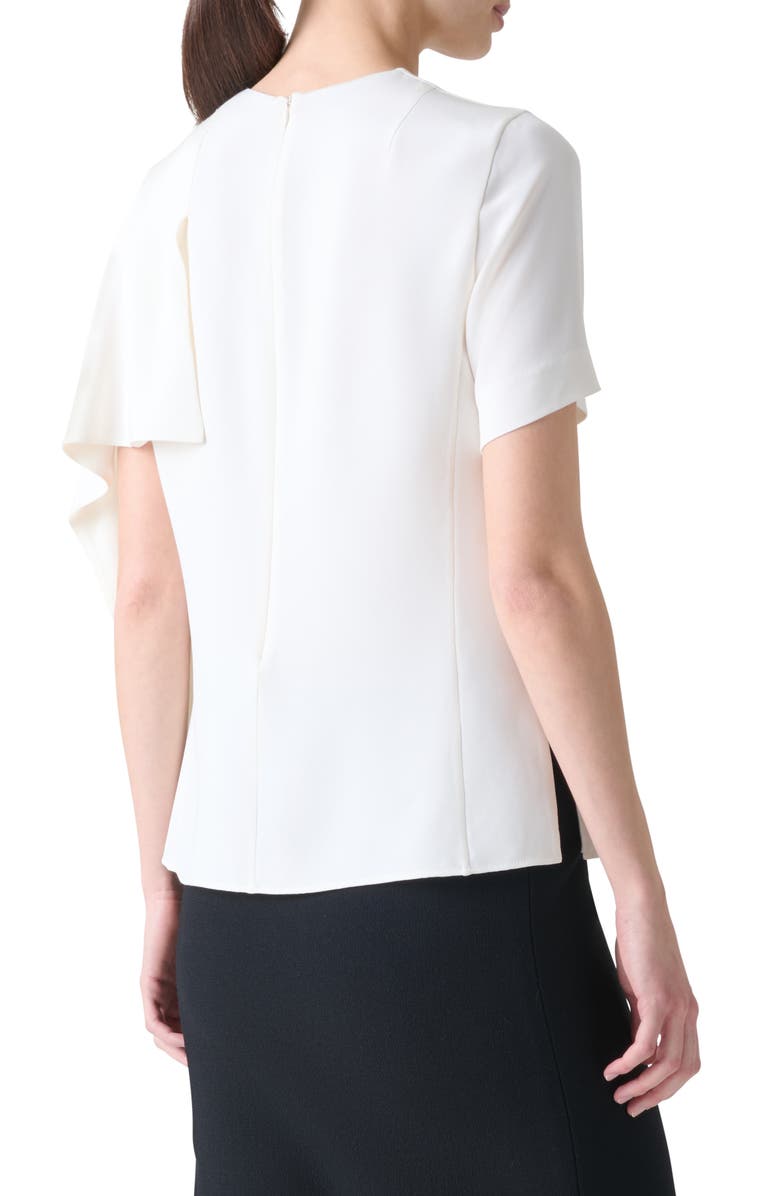 Akris Mismatched Sleeve Silk Crepe Top, Alternate, color, Ecru