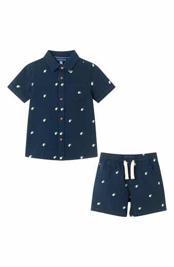 Andy & Evan Kids' Seersucker Lime Button Front Shirt & Shorts Set