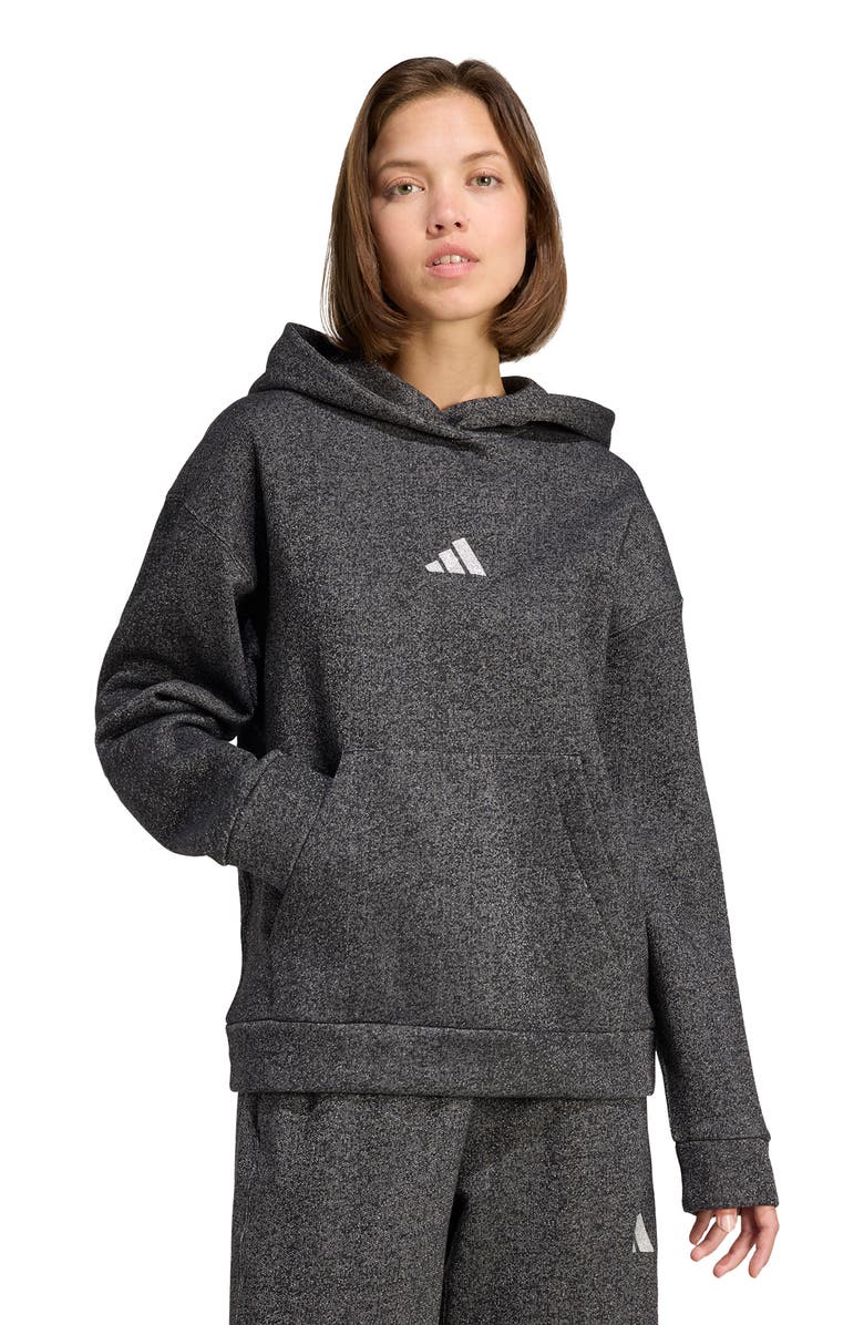 adidas ALL SZN Holiday Glitter Fleece Loose Hoodie, Alternate, color, 
