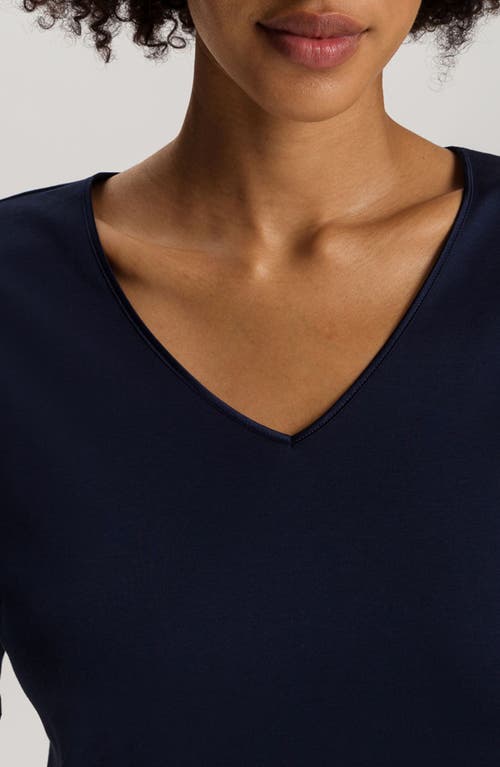 Shop Hanro Cotton Jersey Nightshirt In Deep Navy