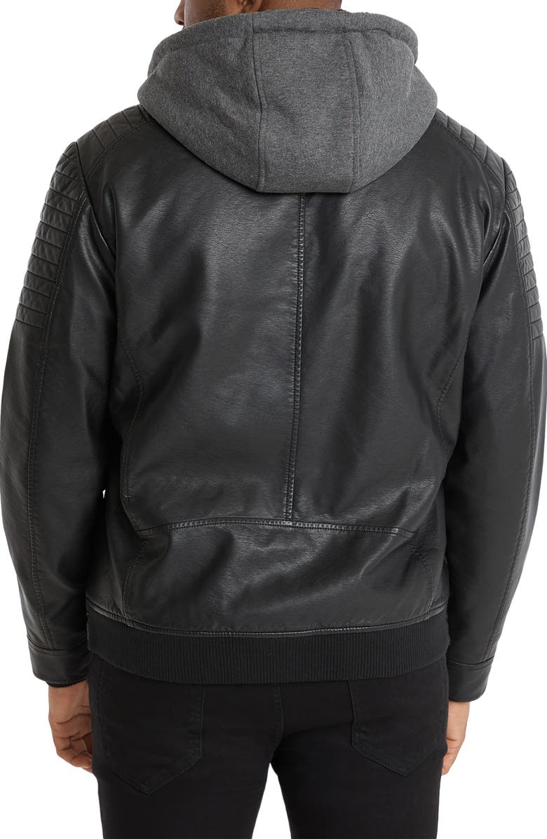 Johnny Bigg Dane Faux Leather Biker Jacket with Removable Hood, Alternate, color, 
