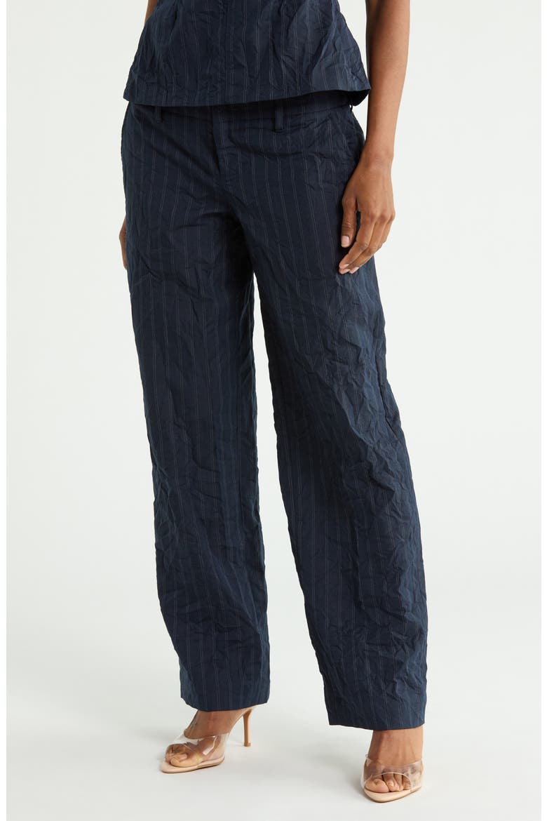 Ophelia Double Waistband Pinstripe Wide Leg Pants, Main, color, MIDNIGHT STRIPE