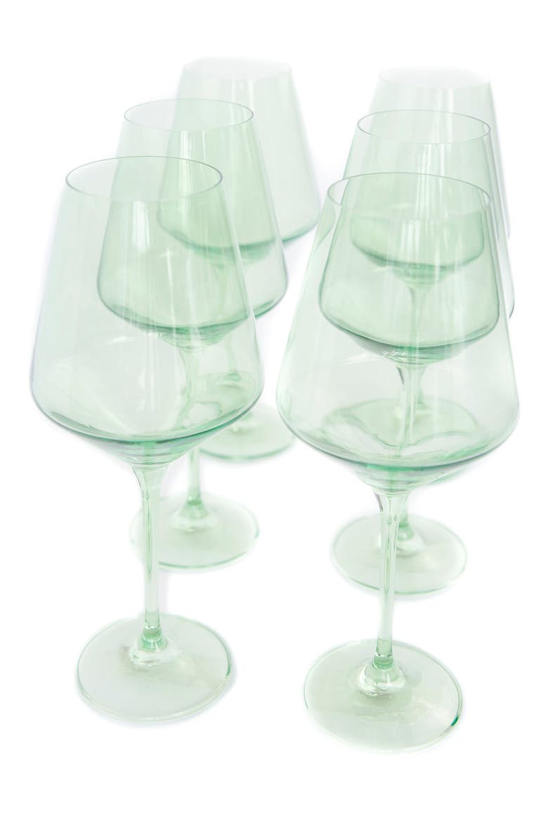 Set of 6 Stem Wineglasses, Main, color, MINT GREEN