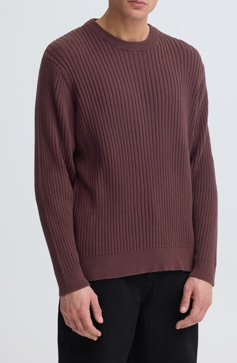 Ribbed Crewneck Cotton Sweater