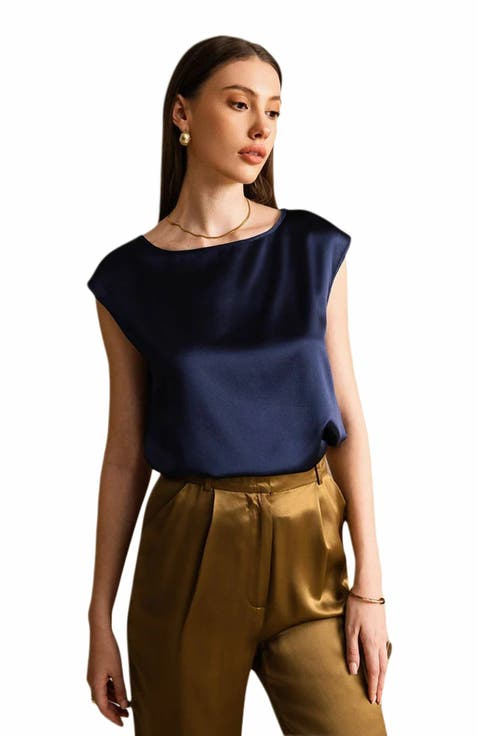 売れ筋商品|||セセ カットソー トップス レディース Women's Contrast Embroidered Cotton Cap-Sleeve Blouse Night Shade セセ レディース カットソー トップス Women's Contrast