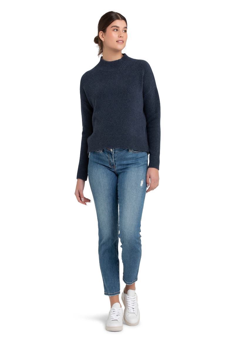 Jade Crop Nursing Sweater, Alternate, color, DENIM MARL