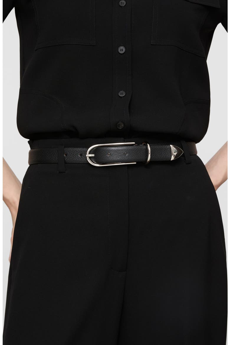 Pyramid Leather Belt, Alternate, color, BLACK