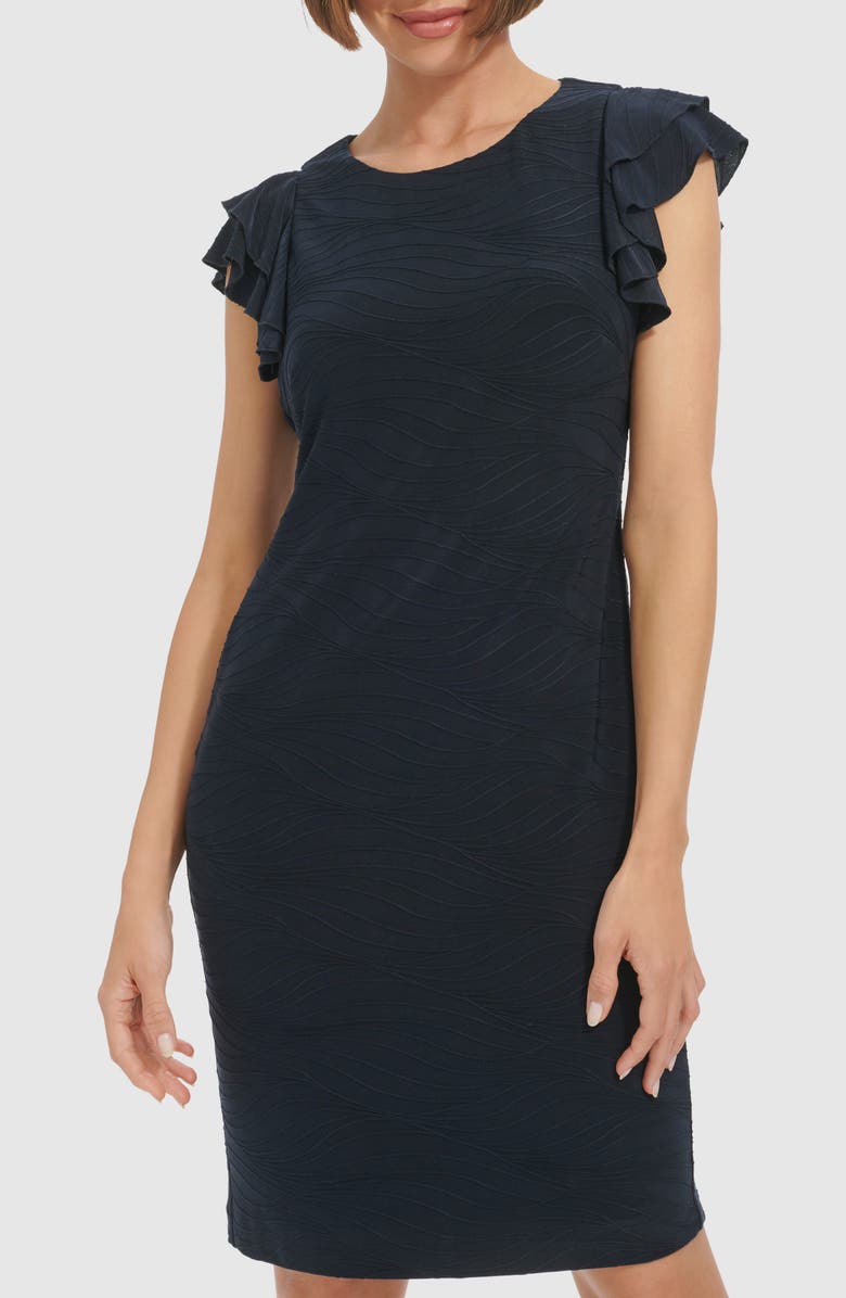 Tommy Hilfiger Flutter Sleeve Textured Jersey Minidress, Alternate, color, 