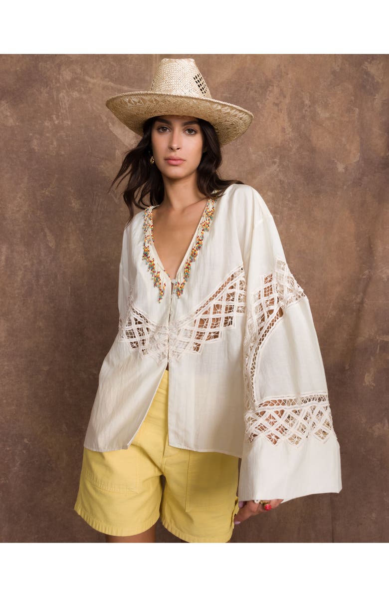 Fortela Cleide Embroidered Lace Shirt, Alternate, color, Natural