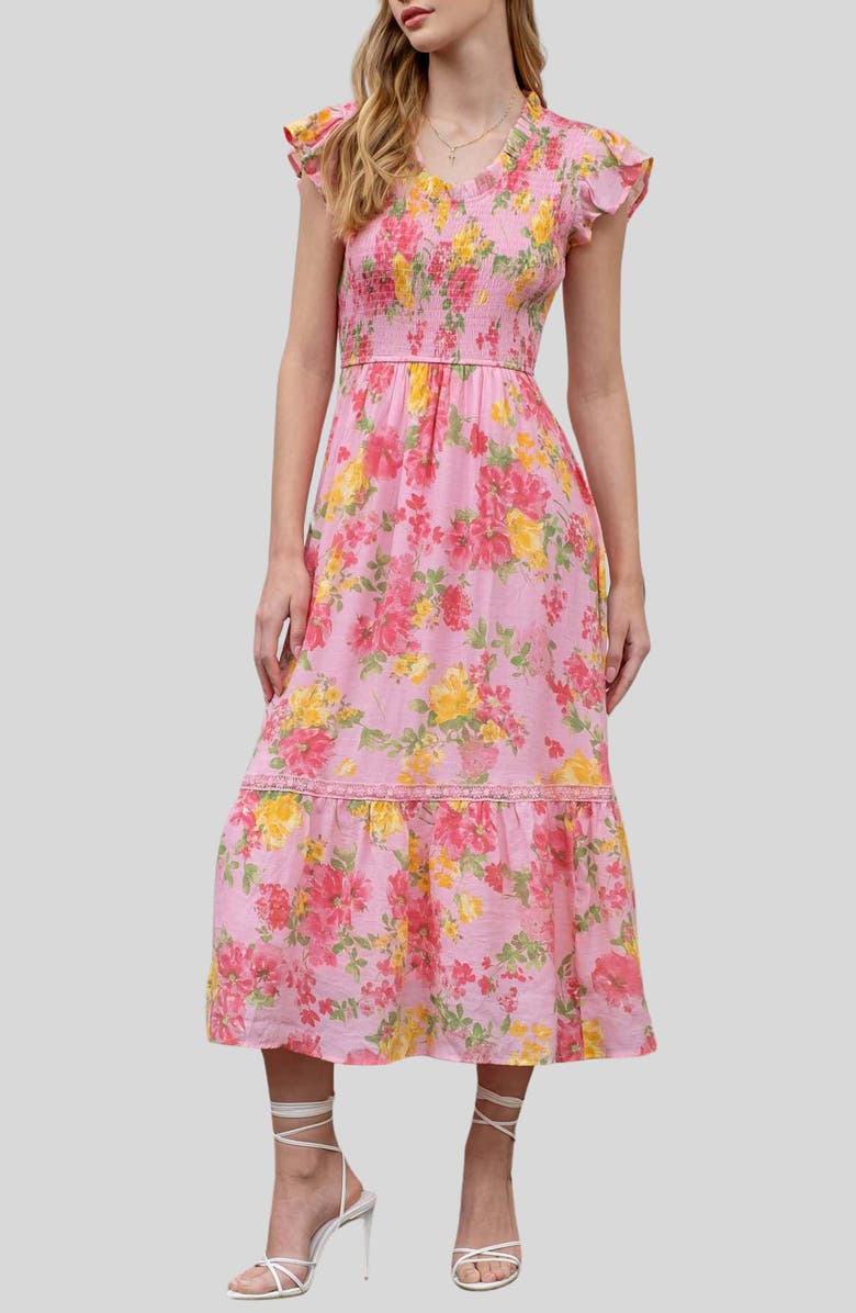 Blu Pepper Floral Midi Dress, Main, color, 