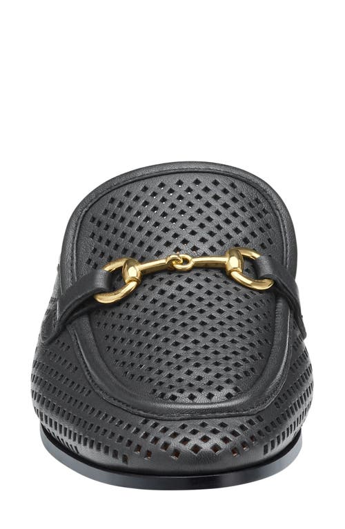 Johnston & Murphy Ali Perforated Bit Mule In Black Glove Leather