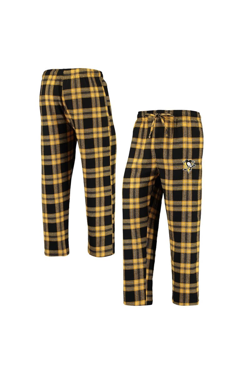 CONCEPTS SPORT Men's Concepts Sport Black/Gold Pittsburgh Penguins Takeaway Plaid Flannel Pants, Main, color, 
