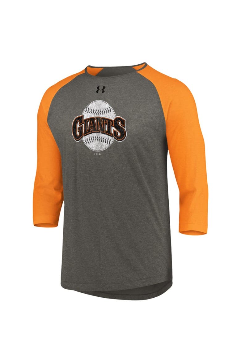 Men's Under Armour Gray/Orange San Francisco Giants Cooperstown Collection Tri-Blend 3/4-Sleeve Raglan Performance T-Shirt, Alternate, color, Gray