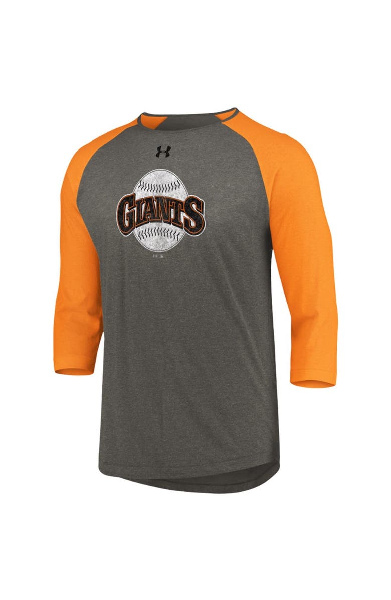 Under Armour Men's Under Armour Gray/Orange San Francisco Giants Cooperstown Collection Tri-Blend 3/4-Sleeve Raglan Performance T-Shirt, Alternate, color, 