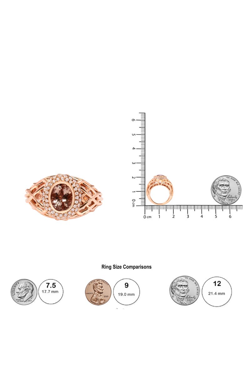Haus of Brilliance 14K Gold Morganite & 3/8 Cttw Diamonds Cocktail Ring, Alternate, color, Pink