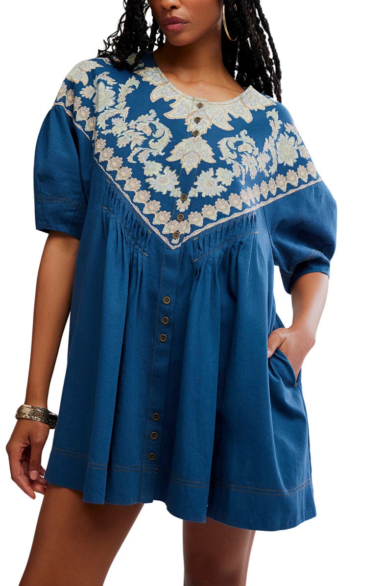 Free People Orson Shift Minidress, Alternate, color, Indigo Combo