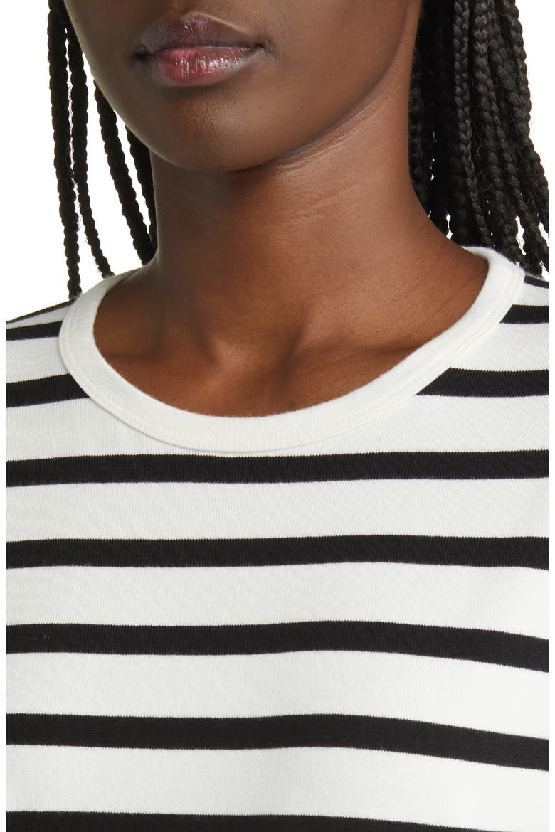 Slouchy Stripe Organic Cotton T-Shirt Dress, Alternate, color, NOIR MULTI