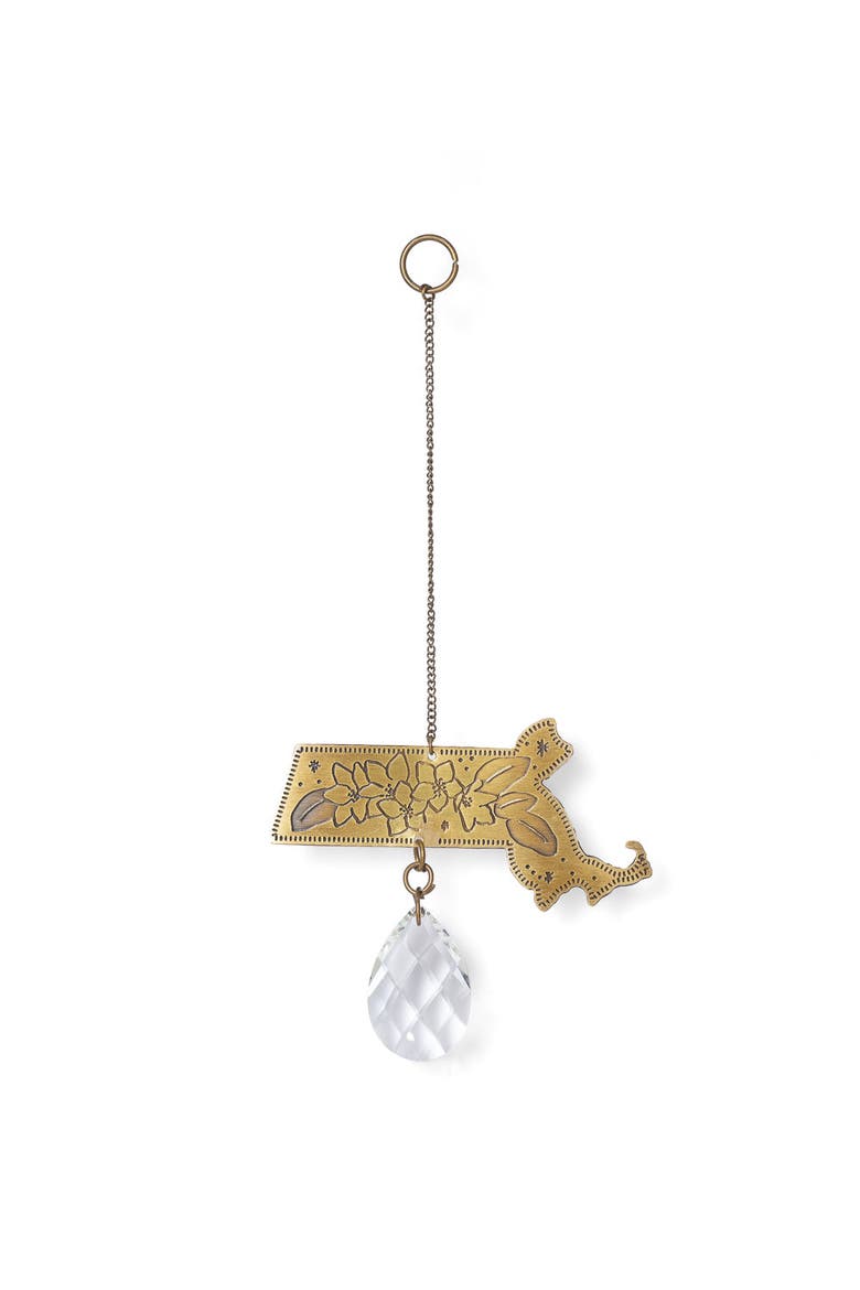 Massachusetts State Mayflower Engraved Suncatcher, Main, color, Brass