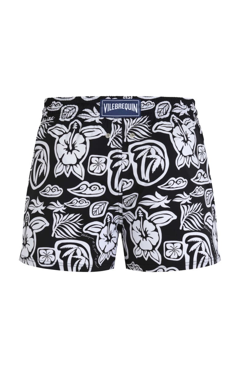 Vilebrequin Men's Tahiti Turtles Stretch Swim Shorts, Alternate, color, Noir
