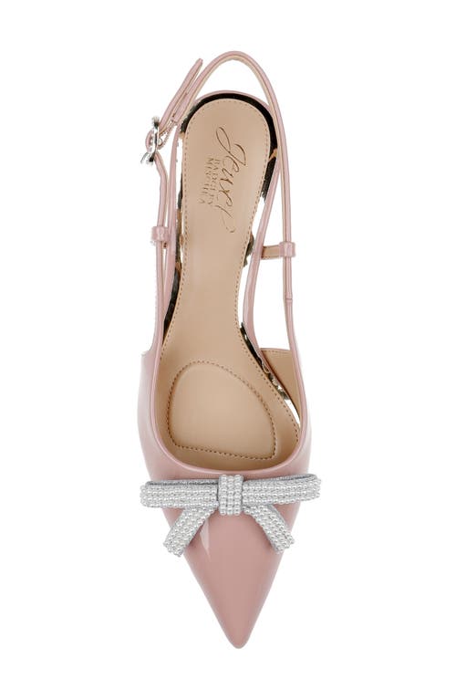 Jewel Badgley Mischka Krystia Slingback Pointed Toe Kitten Heel Pump In Blush Patent