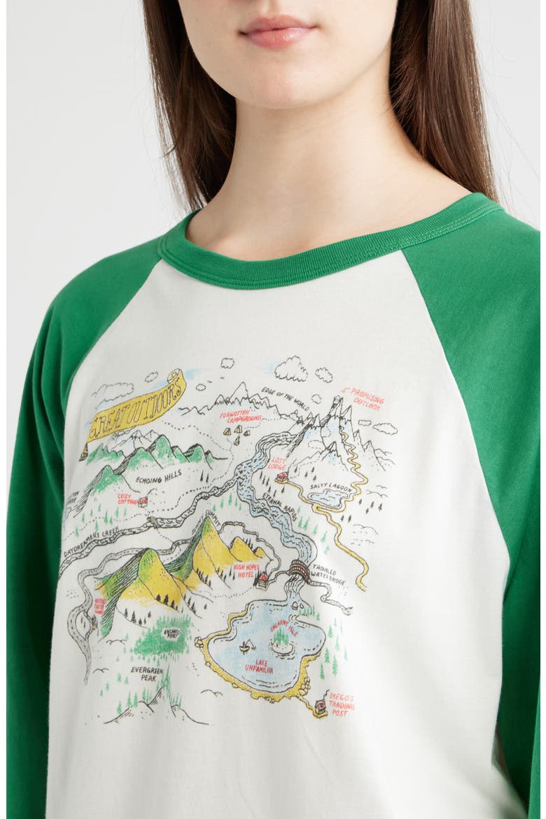 Map of Nowhere Oversized Raglan Graphic Tee, Alternate, color, GREEN BRIAR COMBO