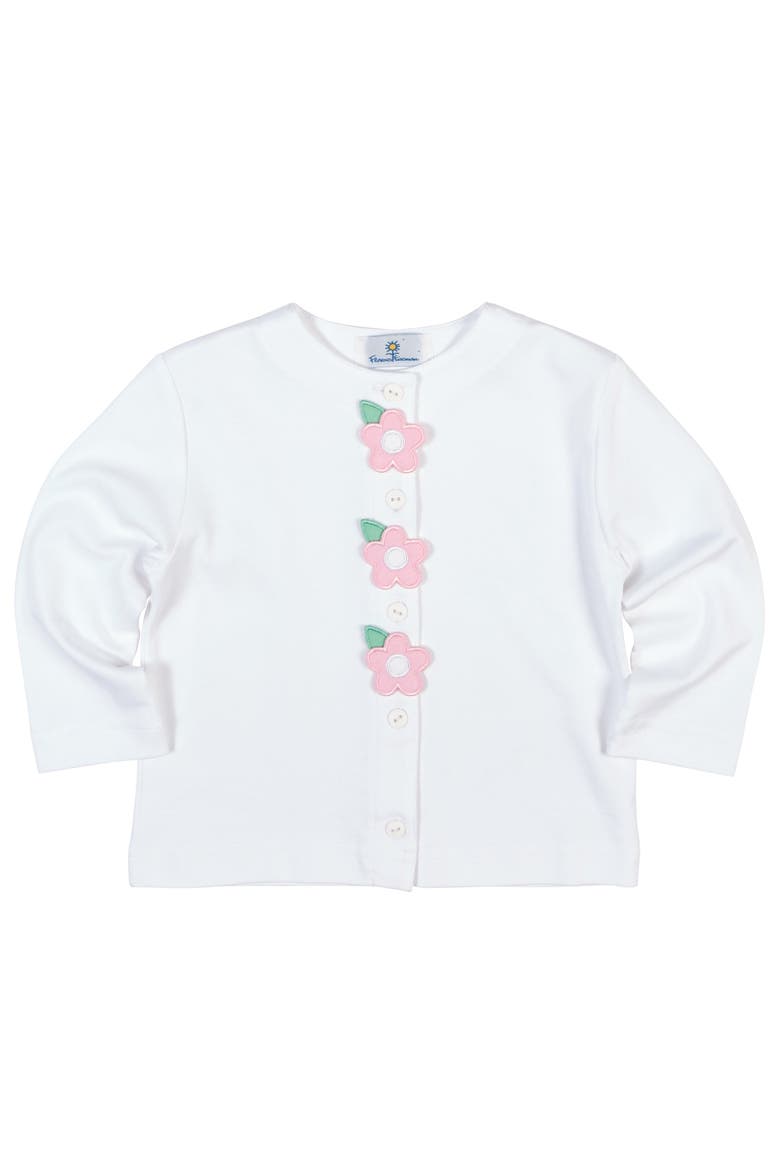 White Knit Cardigan With Flowers, Main, color, White